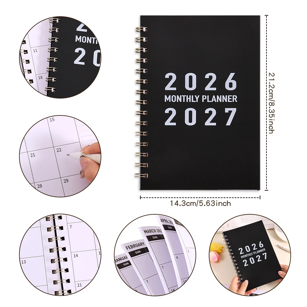 Schüler-Monatsplaner 2026–2027, PVC-Abdeckung für die Schule, 24-Monats-Kalender für Prüfungsplanung, Hausaufgaben, tägliches Zeitmanagement – Detail 8