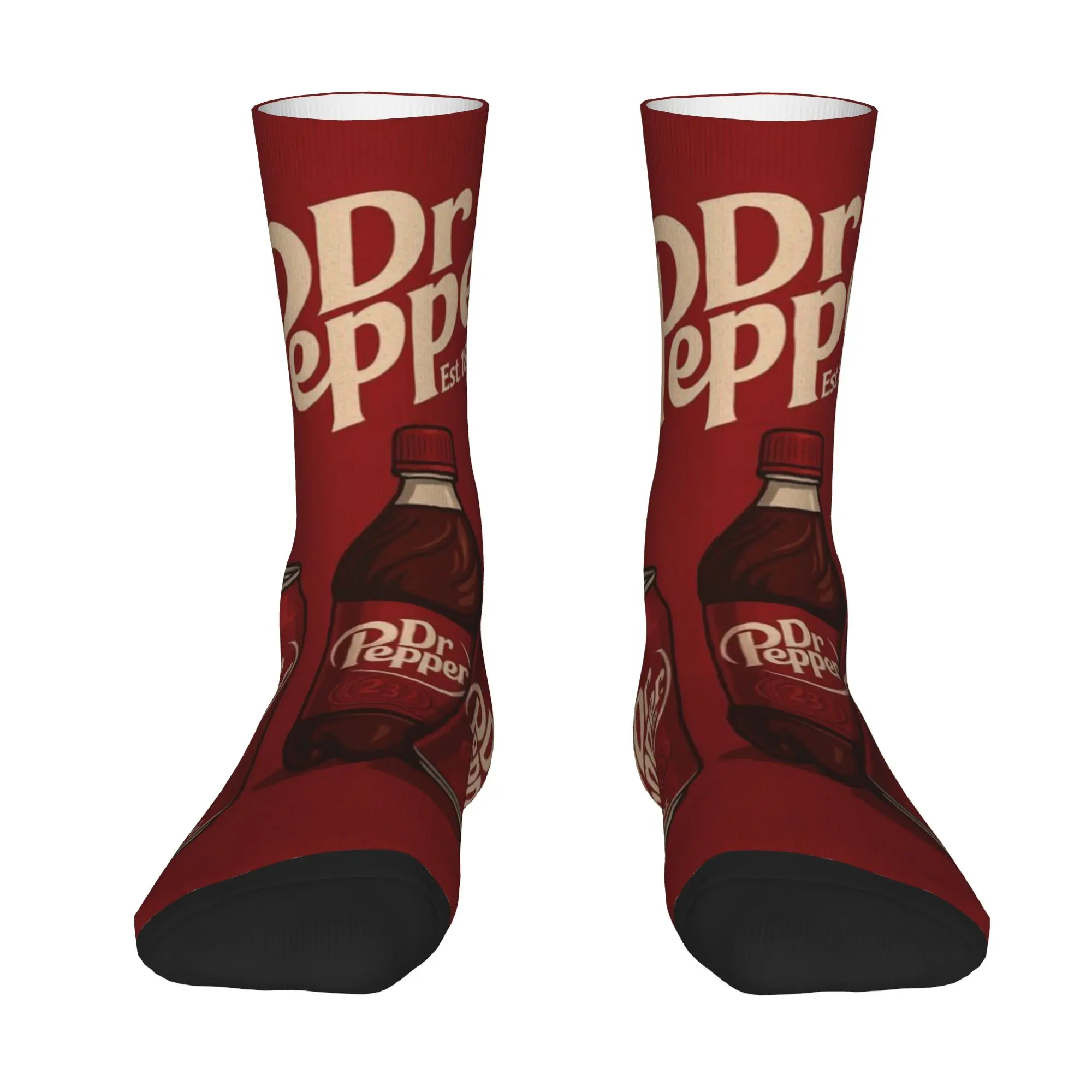 1 Pair Funny Sock Dr Pepper Red (12) Vintage Seamless Pattern Printed Men Crew Socks Casual Men's Socks