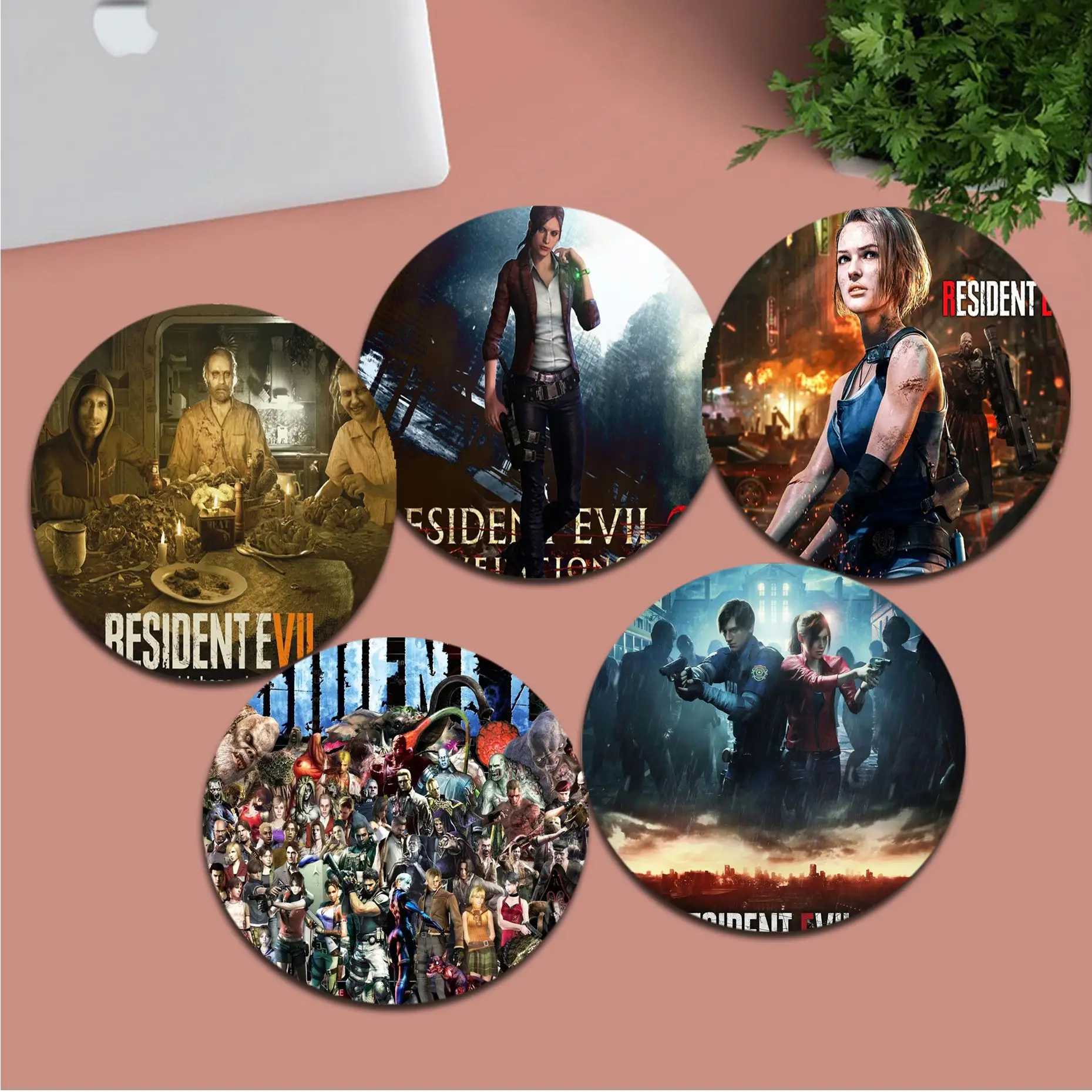 

E-Evils GAME R-Resident Mousepad DIY Round Thickened Mouse Pad Oversized Gaming Keyboard Table Mat Desk Accessories Desktop Mat