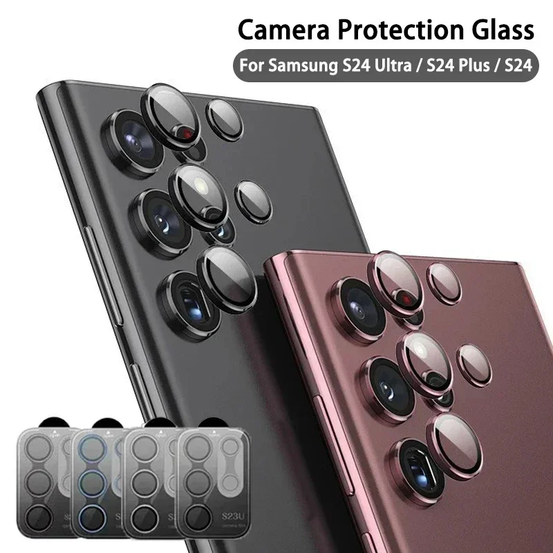 Metall linsen ringglas für Samsung Galaxy S24 S23 S22 Ultra Plus Kameras chutz Objektiv abdeckung gehärtetes Glas Telefon Zubehör