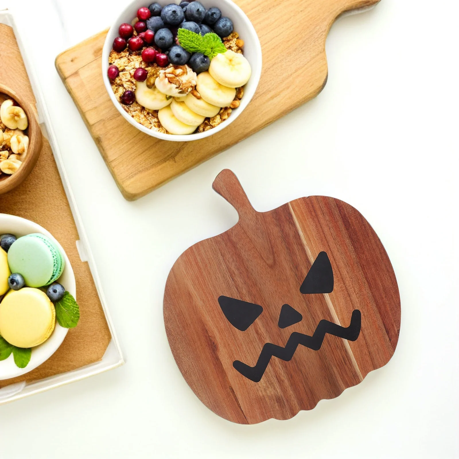 

Veggie Tray Pumpkin Cutting Board Wood Plates for Food Cheese Coffee Wooden Trays Decor Light Brown Boards Bar