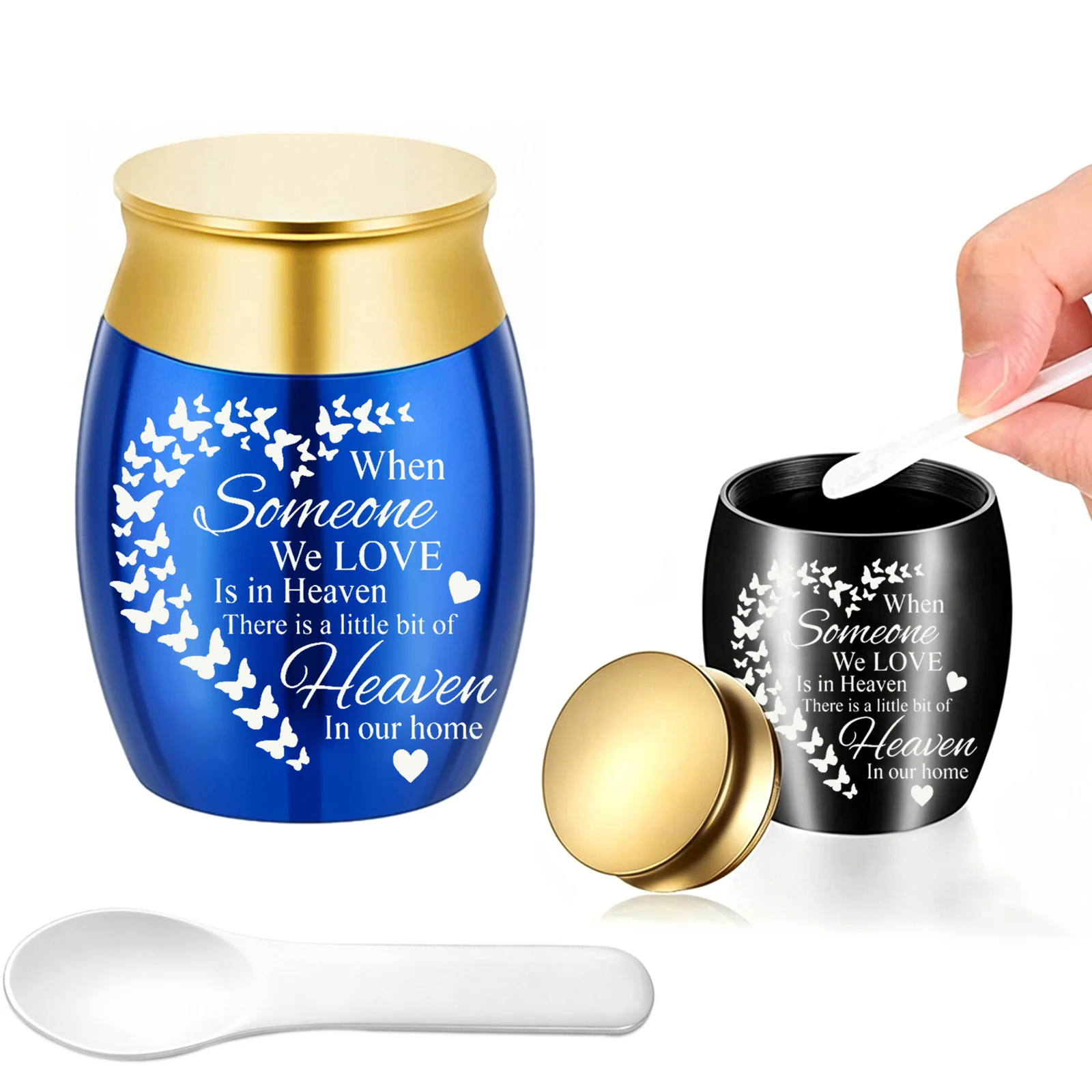 Small Keepsake Urn for Human Ashes Aluminum Mini Urn Small Ash Urn Memorial Butterflies Cremation Urns Keepsake Urns