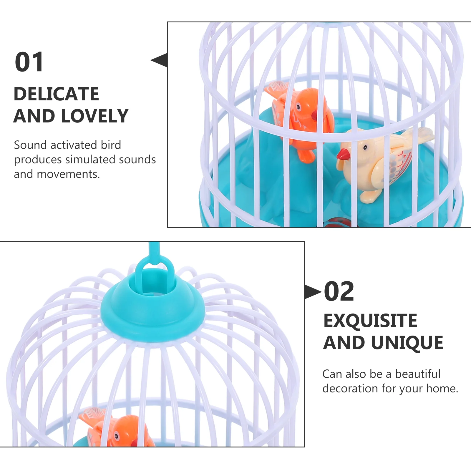 Cage à oiseaux électrique simulée pour enfants, mini jouet à induction vocale, jouets de jeu à commande vocale