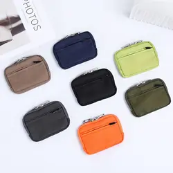 Portable Nylon Coin Purse RFID Anti-theft Card Holder Men Wallet Zipper Pouch Lightweight Mini Earbuds Storage Bag Student