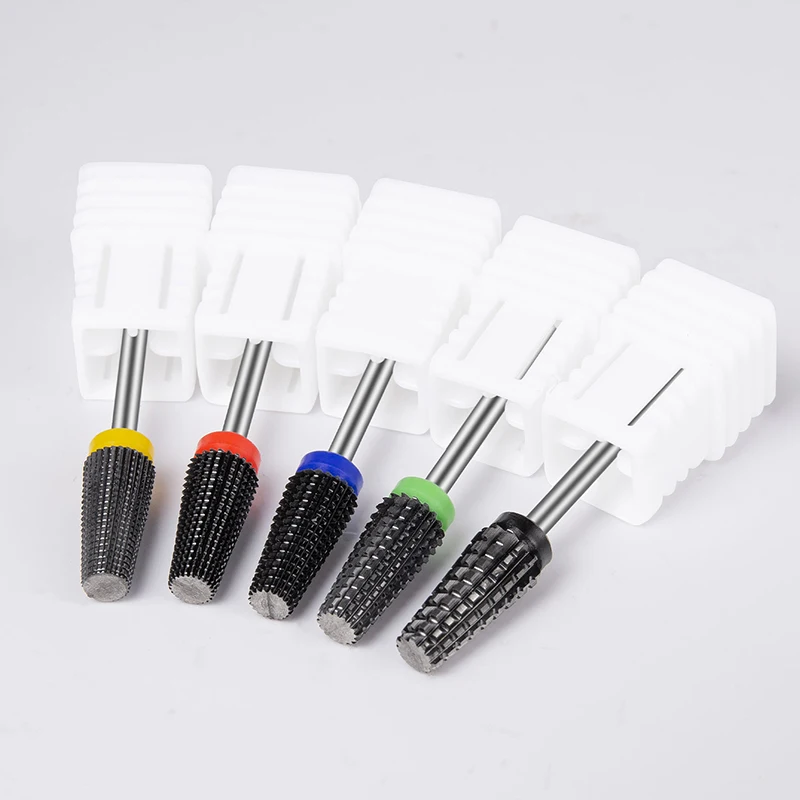 مثقاب أظافر سيراميك 5 في 1 أسود لآلة الحفر الكهربائية 3/32 "قواطع طحن عرقوب لمانيكير مزيل طلاء الأظافر هلام #2