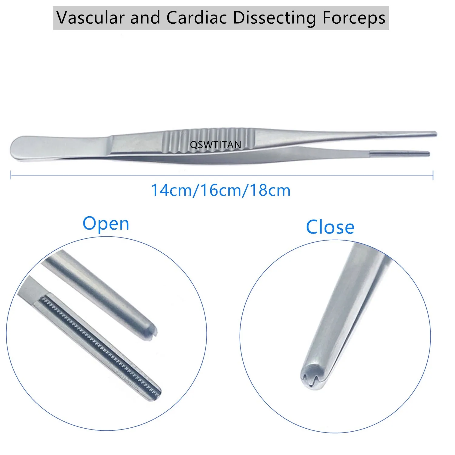 Pinzas de Vascula para pinzas de disección cardiaco, puntas atraumáticas, instrumentos microquirúrgicos, pinzas de tejido de acero inoxidable