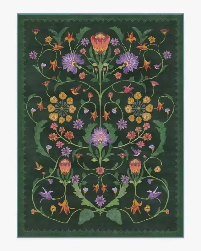 DASTICKING Iris Apfel Protea Forest Green Rug 5