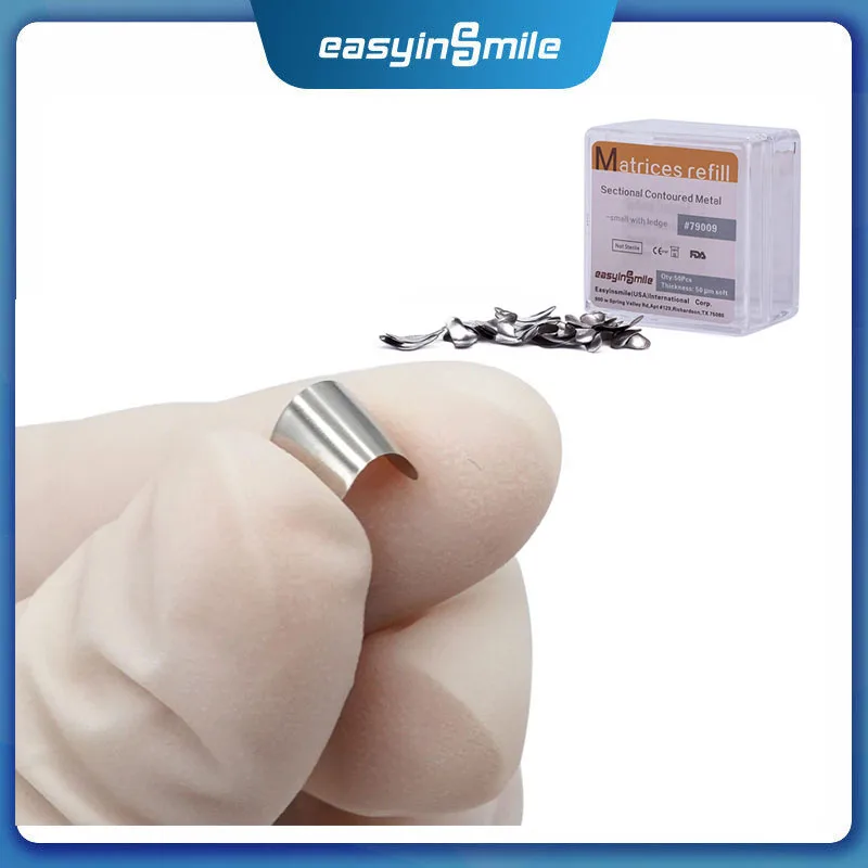 5packs Easyinsmile Matrix Band Dental Matrix Matrices Refill Sectional Contoured Wedges Stainless Steel S/M/L with Ledge
