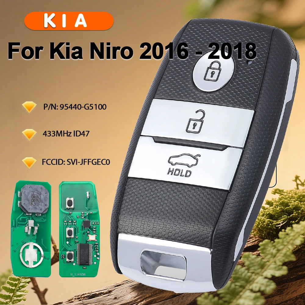 

KEYECU 95440-G5100 Keyless-Go Smart Remote Key 3 Button FSK 433MHz ID47 Chip for KIA Niro 2016 2017 2018