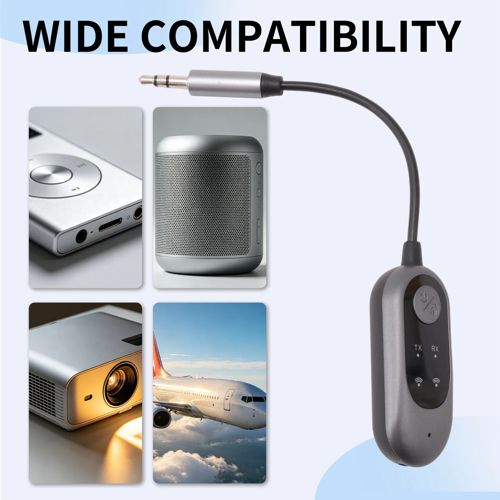 DT51 Bluetooth Wireless Audio Transmitter Receiver, 3.5mm Jack Adapter for TV, Car, Airplane, PC, Gym, Hi-Fi Stereo