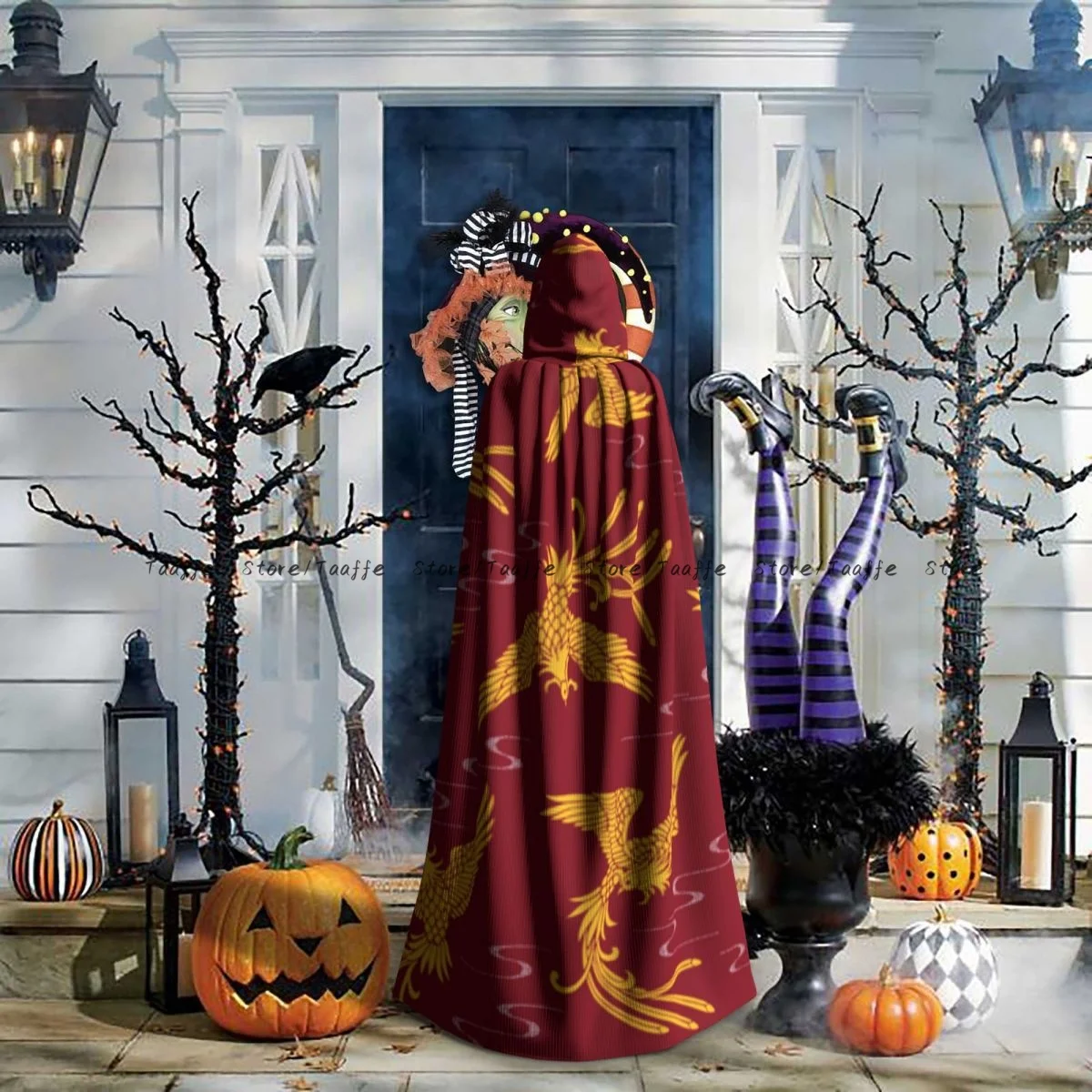 

Phoenix Pattern Witch Cloak Hooded Cosplay Costume Halloween Adult Long Party Cape