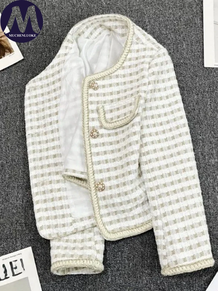 

Woman Jackets Spring Autumn New Elegant Versatile Long Sleeves O Neck Short Jackets Korean Fashion Casual Loose Women's Coats
