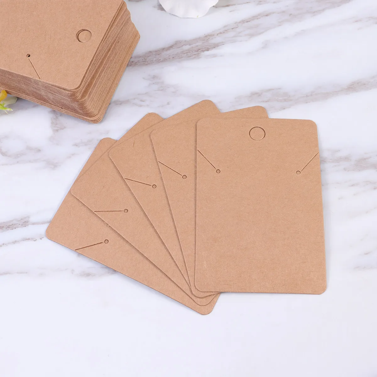 100Sets Kraft Paper Jewelry Display Cards Sturdy Earring Necklace Holder Precut Hole Kraft Paper Jewelry Packaging