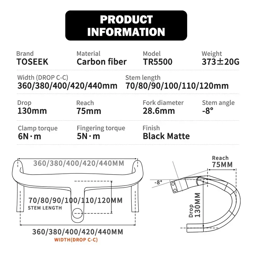 TR5500 Full Internal Cable Routing Road Bicycle Handlebar T800 Carbon Integrated Handlebar Di2 With Bike Computer Hol