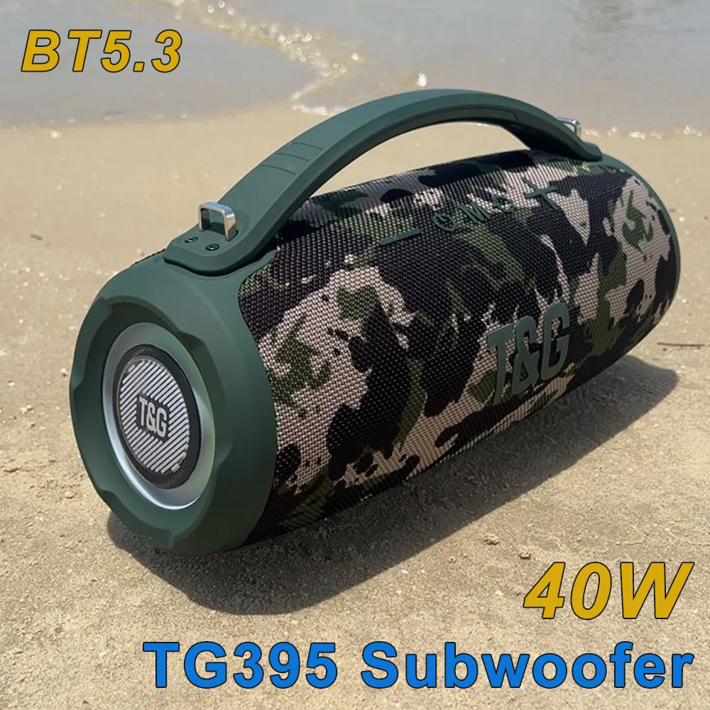 

Portable Subwoofer Bluetooth Speaker Outdoor Waterproof 40W Handheld Audio with RGB Light Family Stereo Sound System Boombox