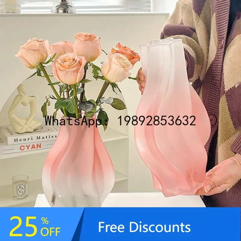 

CZ Creative Tornado Shape Colorful Frosted Glass Vase Flower Arrangement Ornament Flower Holder Holiday Gift Recommendation