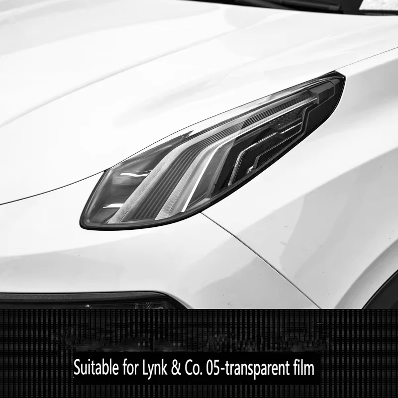 

2 Pieces Car Front Headlamp Film For LYNK&CO 05 Smoked Black TPU Transparent Film Headlight Trim Strips Car Accessories