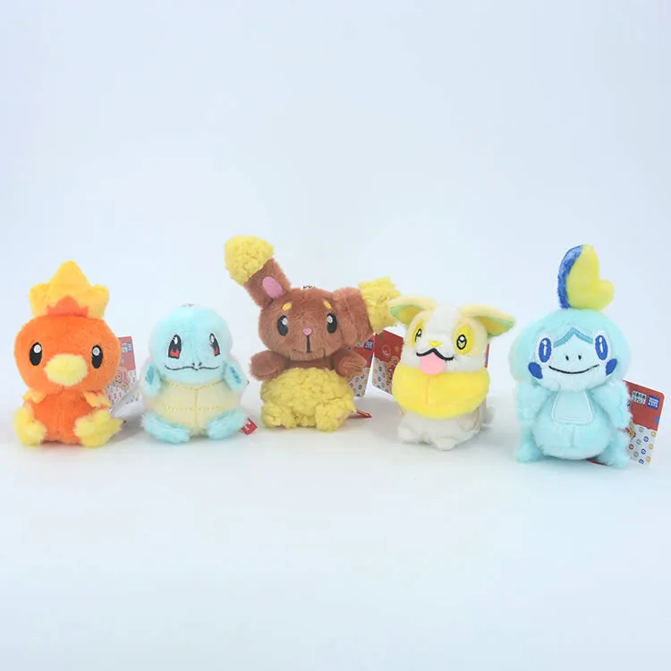 10 sztuk/partia Pokemon Torchic Squirtle pluszowa lalka 12cm wisiorek wypchany Bulbasaur brelok do kluczy z ozdobą pluszowy prezent zabawka