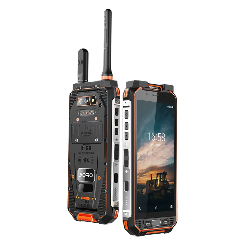 Rugged Walkie Talkie Aoro M5 4G LTE Waterproof Android NFC 1D / 2D Barcode Scanning rugged pda DMR PPT+POC Double Walkie Talkie