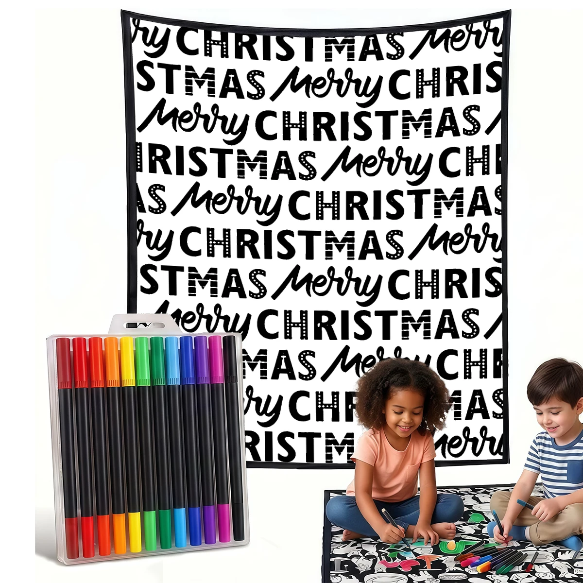 Home Textiles & Decorations - Christmas Day DIY Cozy Coloring Blankets