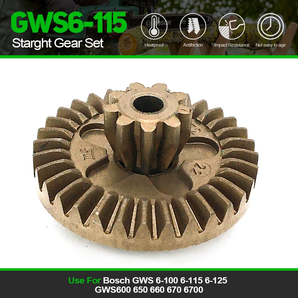 

Replace For Bosch GWS6-100 GWS6-115 6-125 GWS 600 650 660 670 6700 Conversion Gear Pinion Angle Grinder Starght Gear Set Good