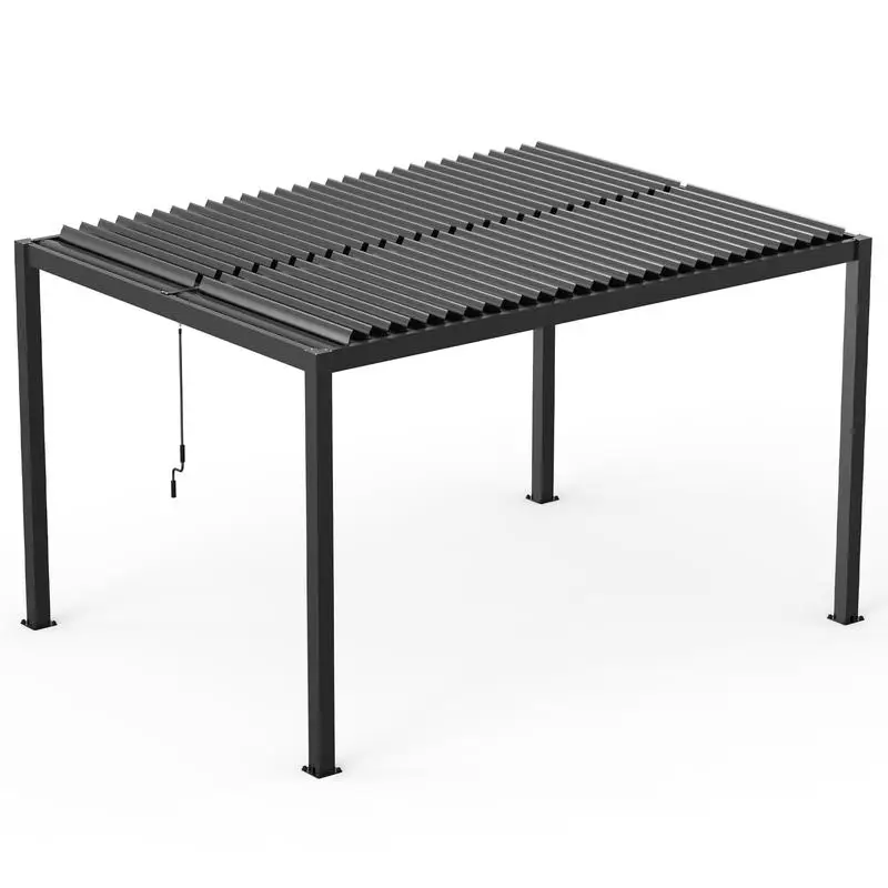 10 x 13 Fuß lange Aluminium-Lamellenpergola mit verstellbaren Lamellen und langlebigem Rahmen für den Terrassengarten im Freien