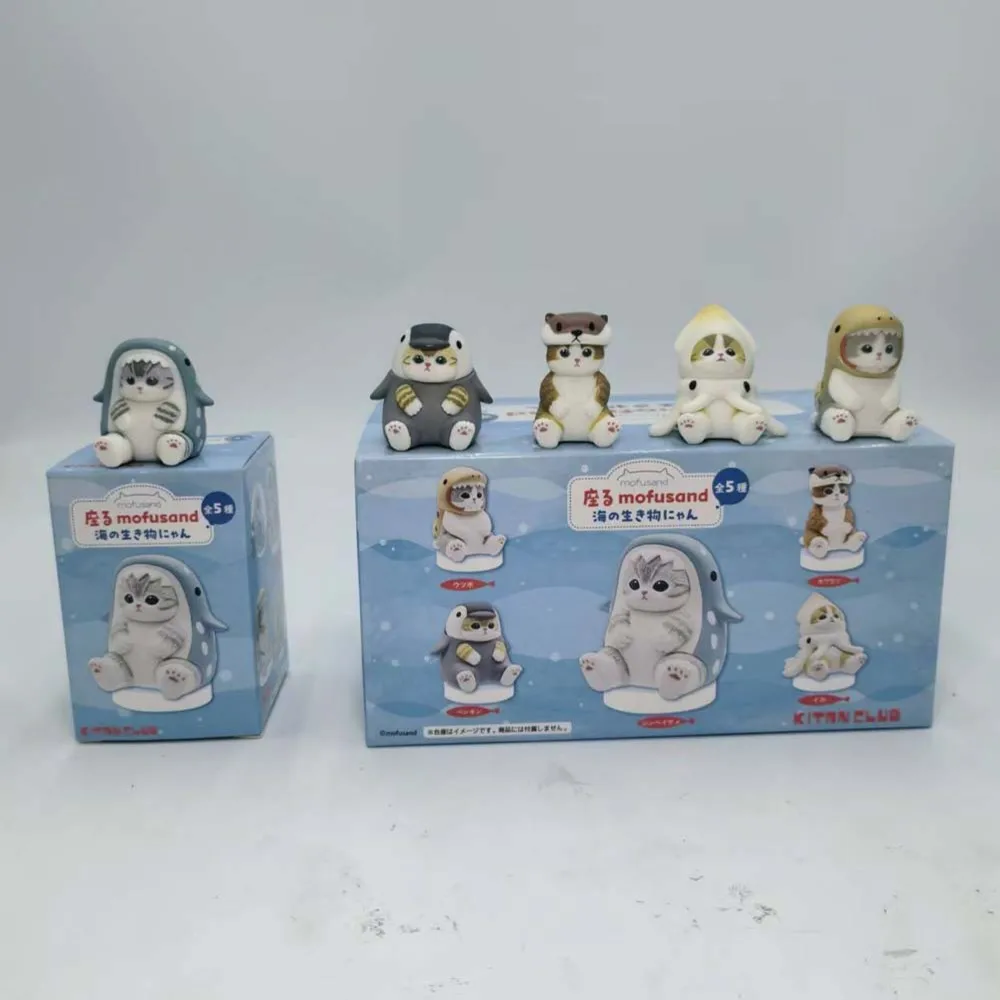 모푸샌드 상어 고양이 피규어 장난감 블라인드 박스 코스프레 해양 생물 인형 귀여운 블라인드 백 장식 어린이 크리스마스 선물