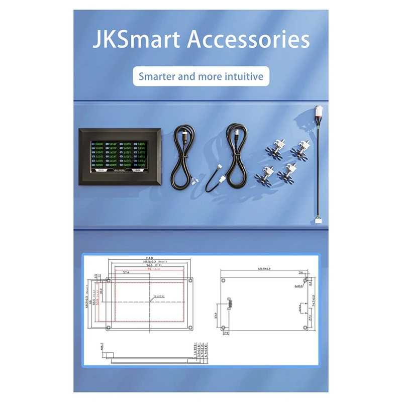 BMS Aksesori layar tampilan LCD dengan Monitor sakelar aktif untuk JK Smart BMS