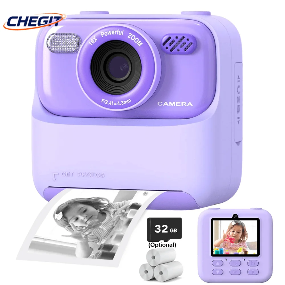 Kids Camera Instant Print, Selfie Digital Camera for Kids Boys& Girls Ideal Kids Toys Gifts HD Instant Print Camera for Kids,