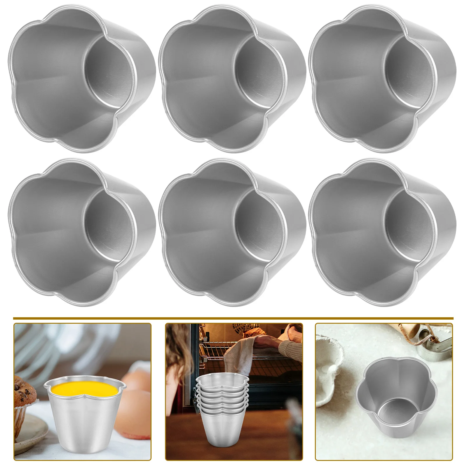 

6 Pcs Cake Mold Molds for Baking Small Pudding Muffin Metal Pastry Mini Muffins
