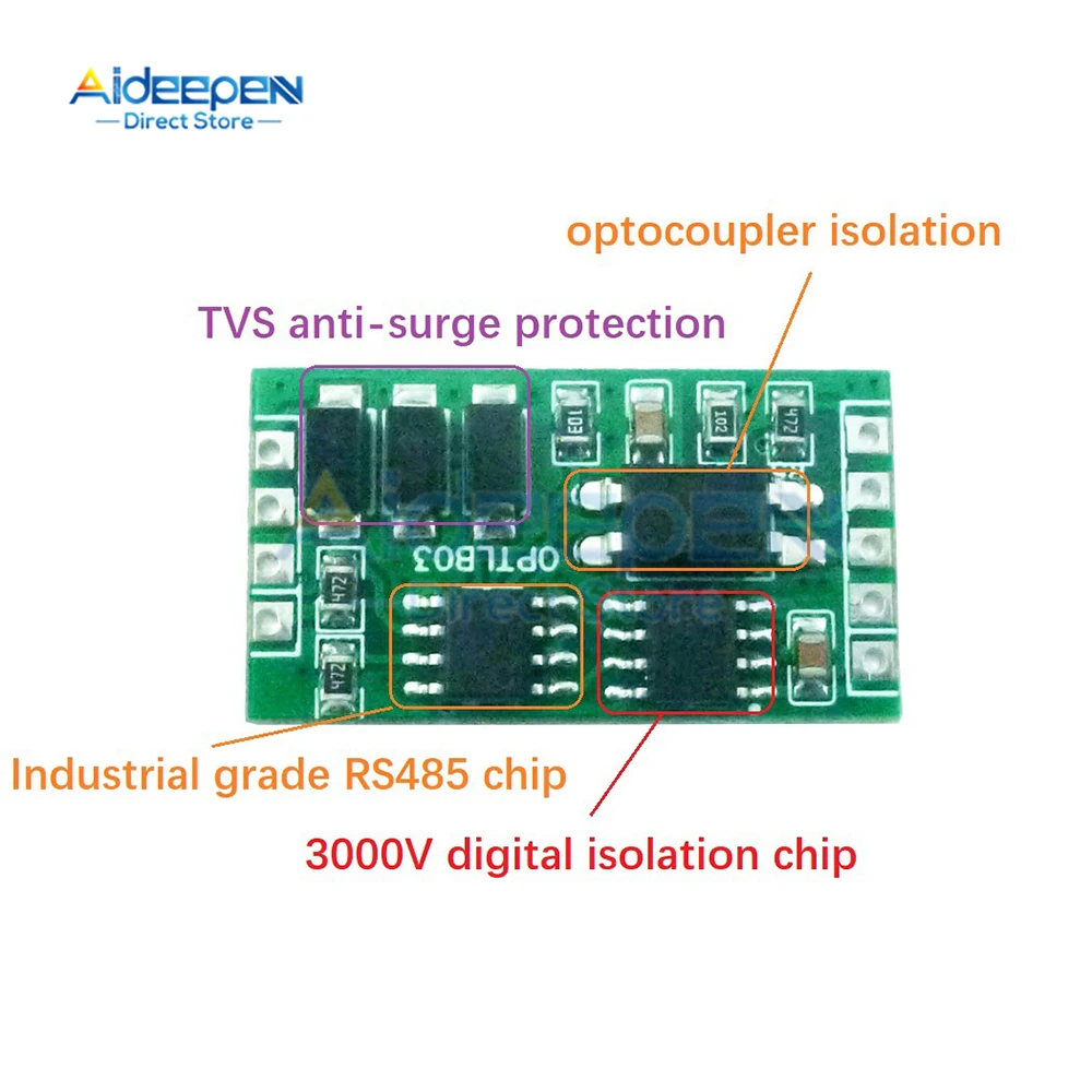 1 pces de grau industrial rs485 para ttl232 uart módulo isolado da proteção contra surtos de comunicação para o plc mcu fpga