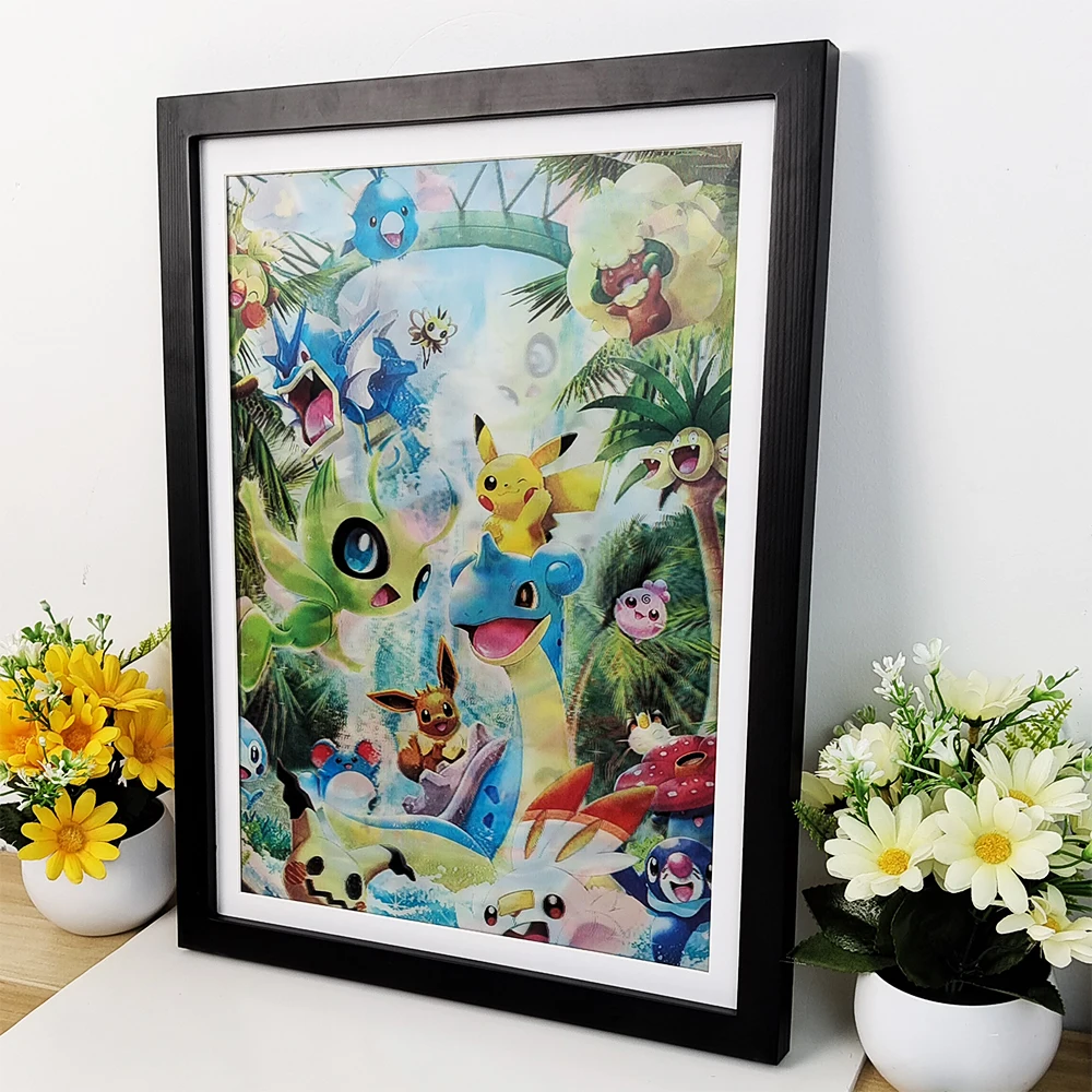 Anime Pokemon 3D Lenticulaire Poster Gengar Lapras Eevee Kom Levend met verbazingwekkende 3D Effecten Wall Art Print (Zonder Frame)