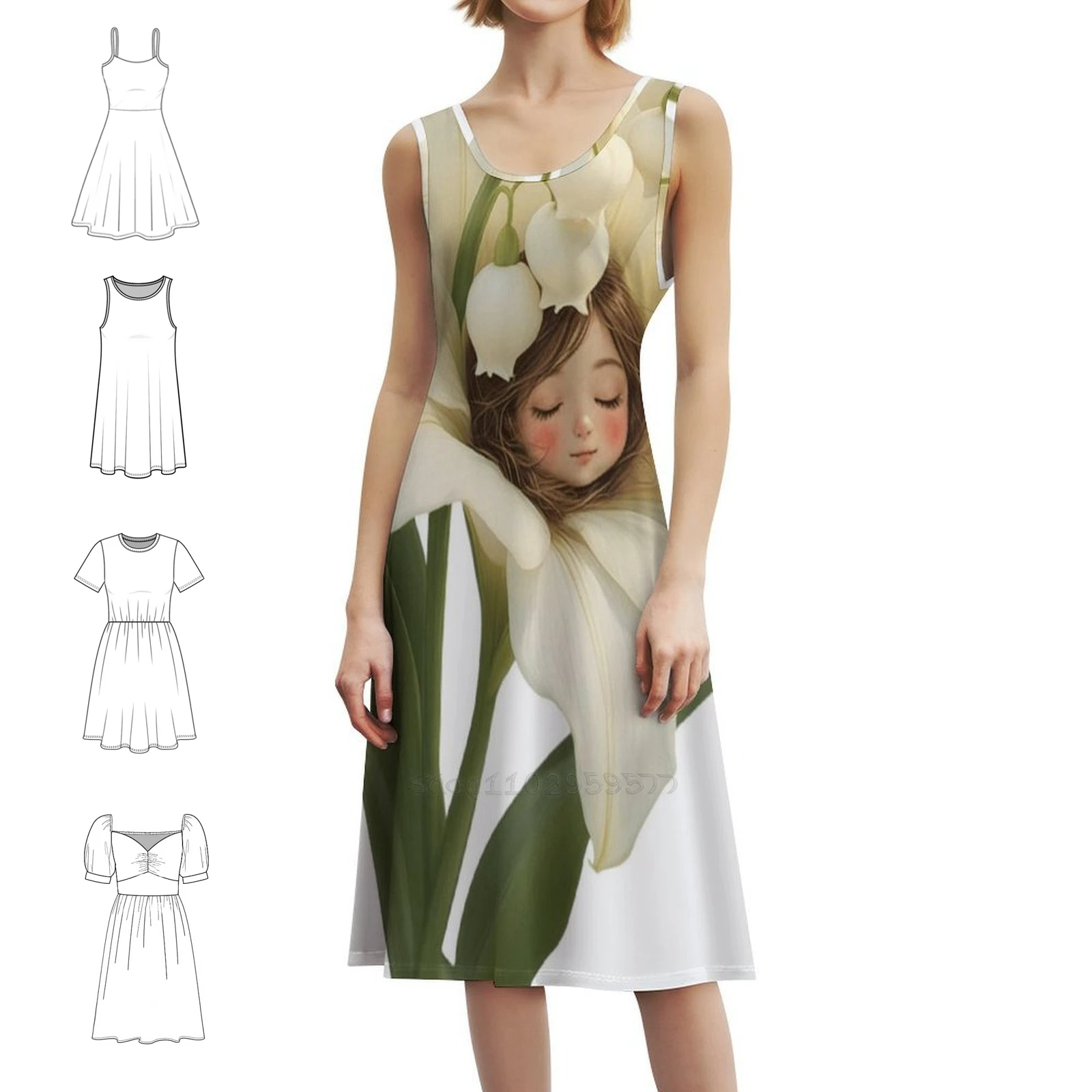 

Платье-халат с цветочным принтом Lily Of The Valley для женщин, весна-лето, повседневное платье для вечеринки, Lily Of The Valley, детское лицо