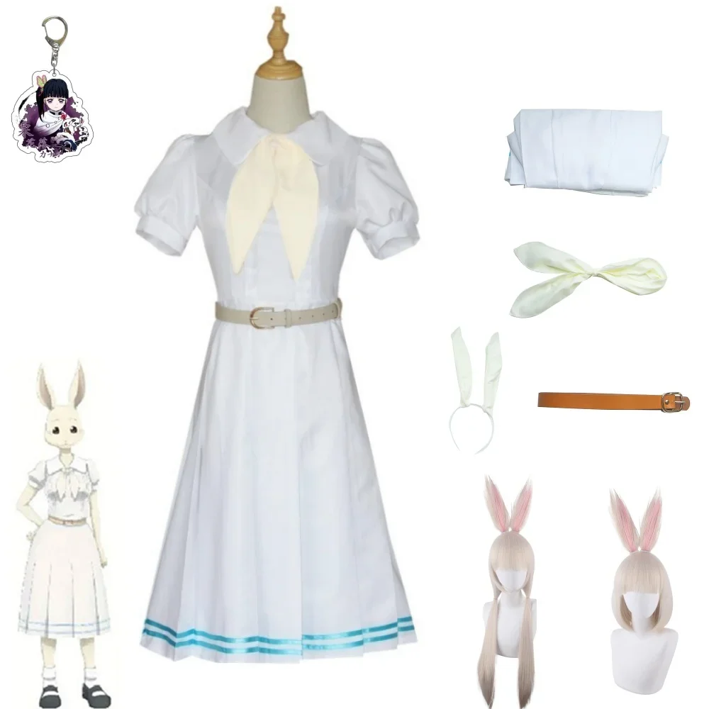 Anime Beastar Cosplay Costume Haru Disguise White Dress for Women Cute Rabbit Lolita Set Girls Uniform Halloween Carnival