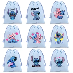 Cute Stitch Drawstring Pockets Kawaii Disney Cartoon Storage Bags Boys Girls Tote Bag Kids Sports Travel Bags Children Handbag