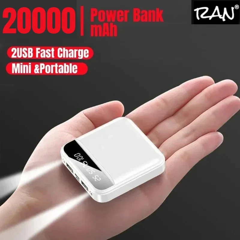 20000mAh Large-capacity Power Bank MINI Super Fast Charge Built-in Cable Portable External Battery For Iphone Samsung Xiaomi