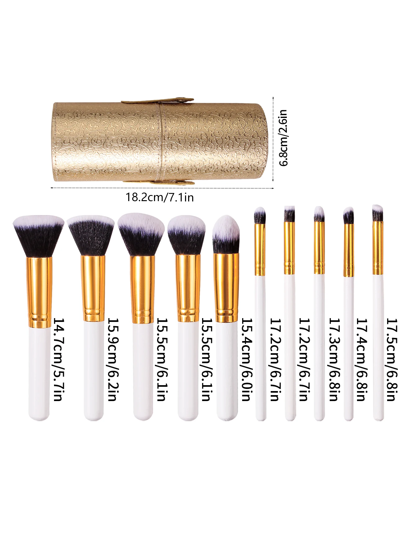 Juego de brochas de maquillaje con cubo de almacenamiento de gran capacidad, juego de brochas de maquillaje de nivel profesional para principiantes, bolsa de PU, 11 Uds.