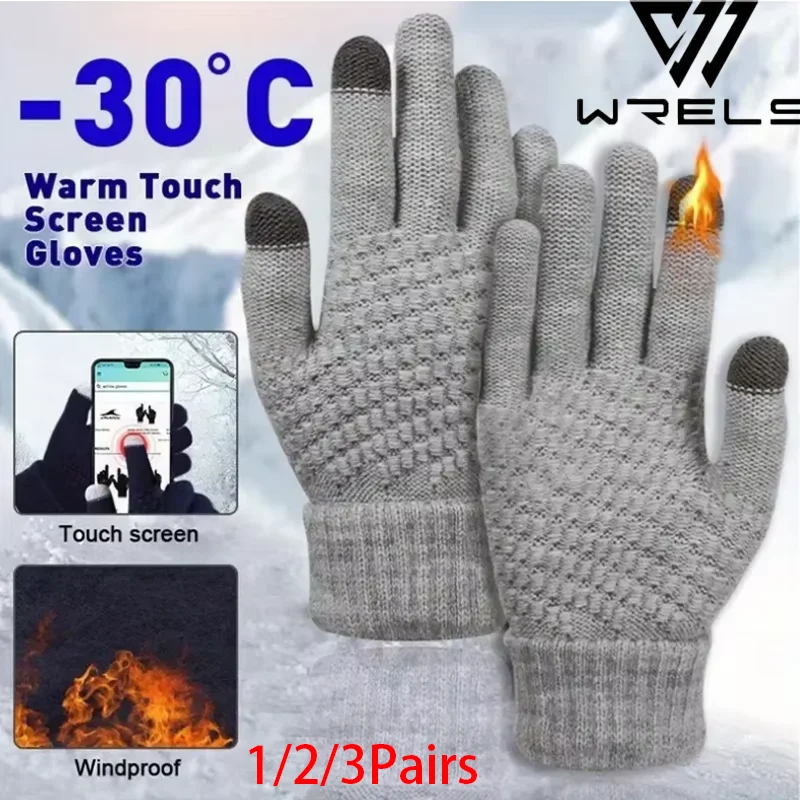 Winter Fleece Gloves Fleece Inner Elastic Thickened Touch Screen Cycling Sport Gloves Warm Cold-proof Windproof Hiking Gloves