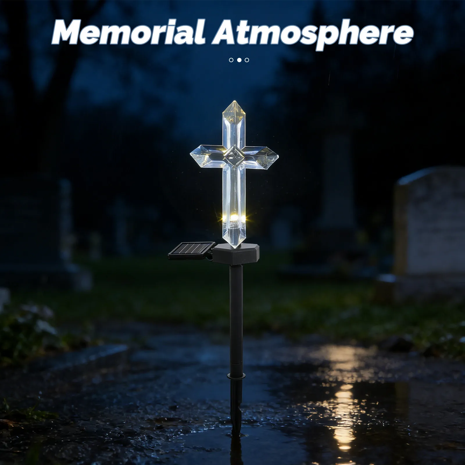 Garden Stake Light Cemetery Lighted Cross Lamp Grave Site Graves Decorations Solar Lights for