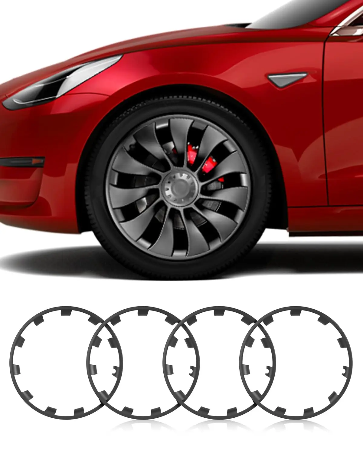 All-in-one Wheel Rim Protector for Tesla Model Y 20\'\'/21\'\' Wheel - Strips for Curb Rash Prevention - Set of 4 Rim Protector