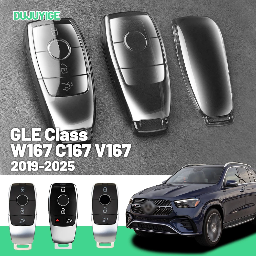 

Прозрачный чехол для автомобильного ключа из ТПУ для Mercedes-Benz GLE Class W167 C167 V167 2019-2026, защитный чехол для брелока, автоаксессуары 2020