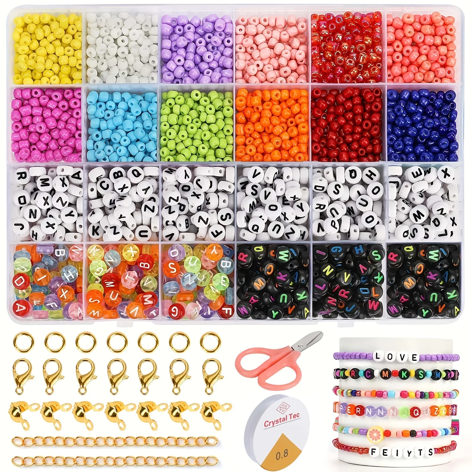 2600 Pcs DIY Beads Kit - 10mm Acrylic Beads for Bracelets, Necklaces, Keychains | Jewelry Making Supplies & Craft Kits