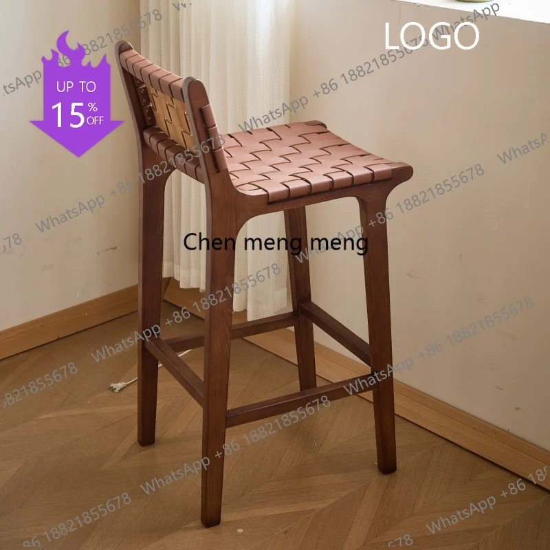 

Кремовые деревянные барные стулья для гостиной в скандинавском минималистичном стиле: комфортные, эстетичные, модные барные табуреты, трендовая мебель