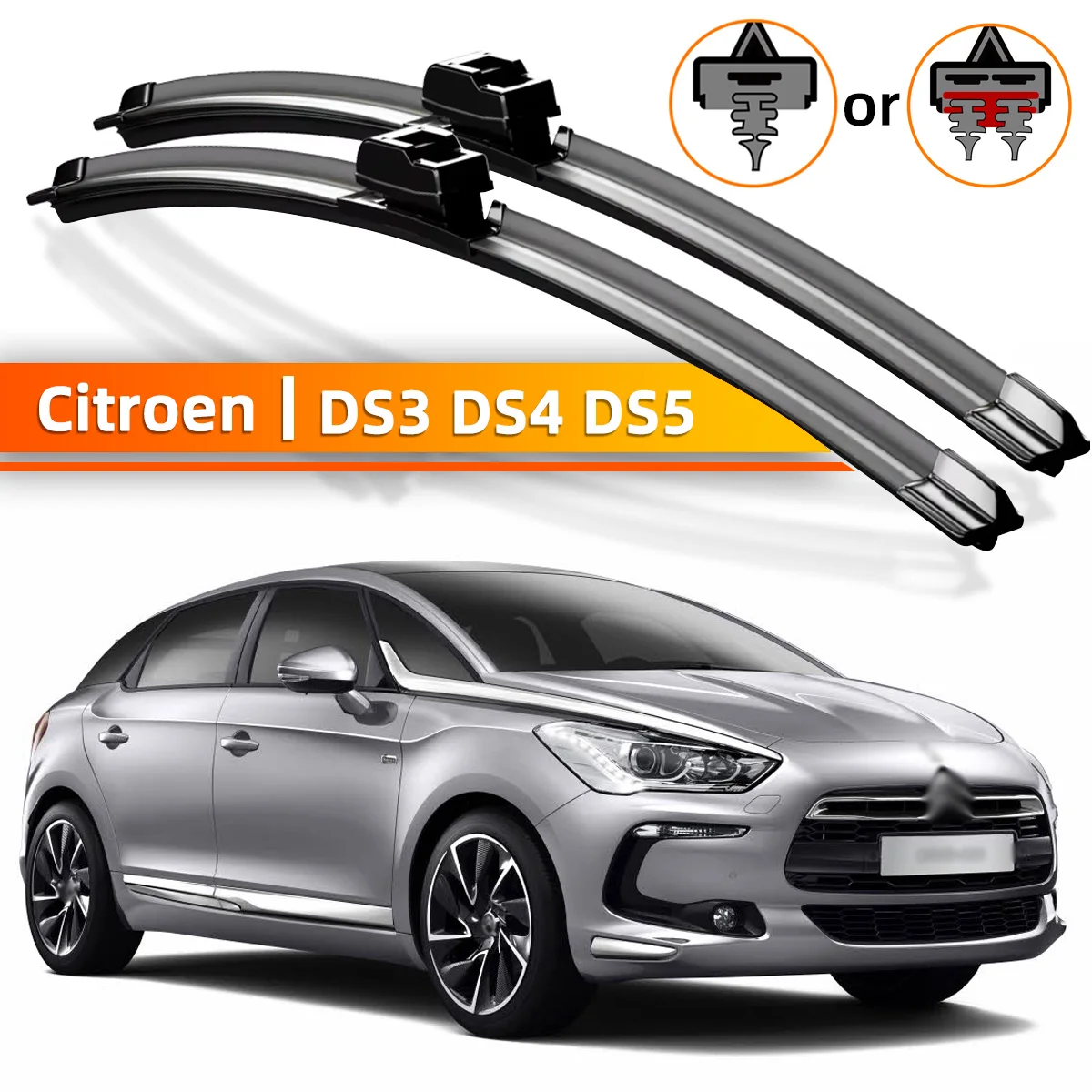 YONGRUN 2PCS Scheibenwischerblatt Geeignet Für Citroen Ds3 Ds4 Ds5 2009-2018 Windschutzscheibe Fenster Zubehör 2011 2013 2015 2016