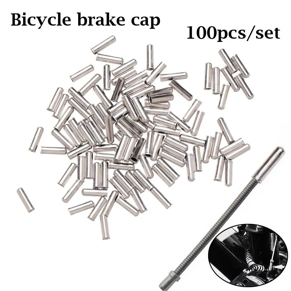 

100 шт., серебряные аксессуары для велоспорта, детали для велосипеда, торцевая крышка кабеля, тормозной переключатель, рычаг переключения передач, внутренние наконечники для проводов, колпачки, наконечники