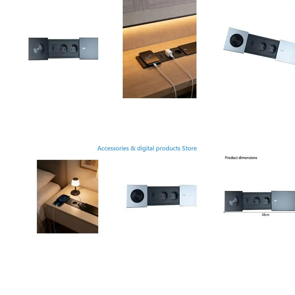77JD Slide Cover Embedded Desktop Socket with 2 220v Standard Outlets and 2 USB 1 Type C Port Desk Outlet Efficient