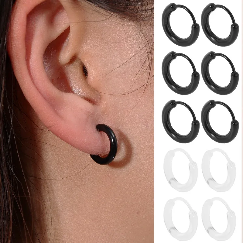 Unisex Resin Ear Hoops Ear Cuffs for Ear Healing Comfortable Lightweight Small Piercing Earrings Hypoallergenic Ear Ring Jewelry