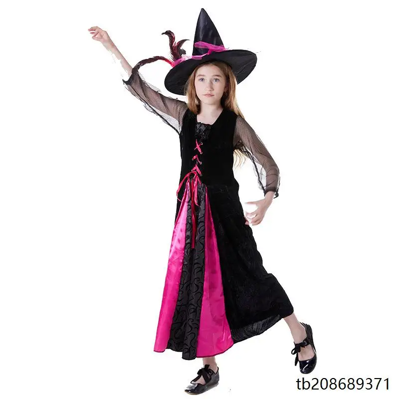 Loween Costume de sorcière Robe d'elfe Performance eup Dance Par Tenue de sorcière rouge pour femme Cape de fée Tenue de sorcier magique