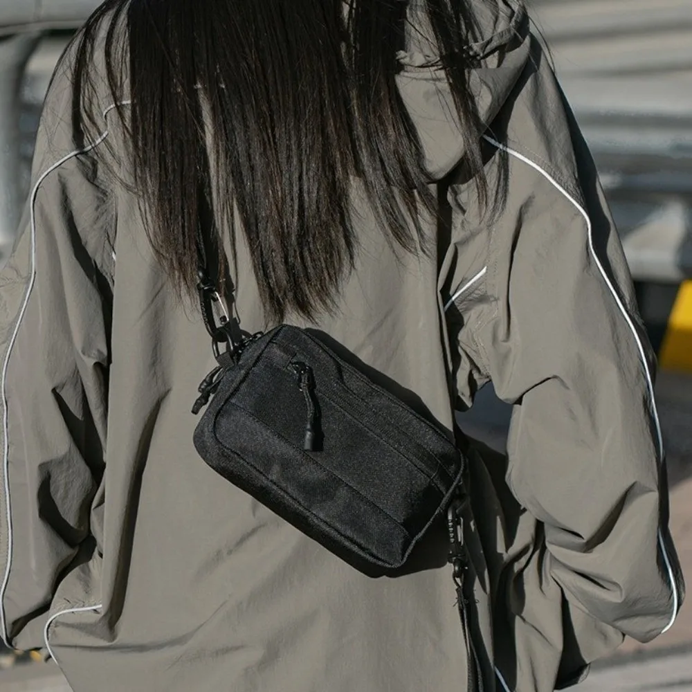

Casual Square Nylon Crossbody Bag Lightweight Black Single Shoulder Bag Korean Style Solid Color Messenger Bag Men