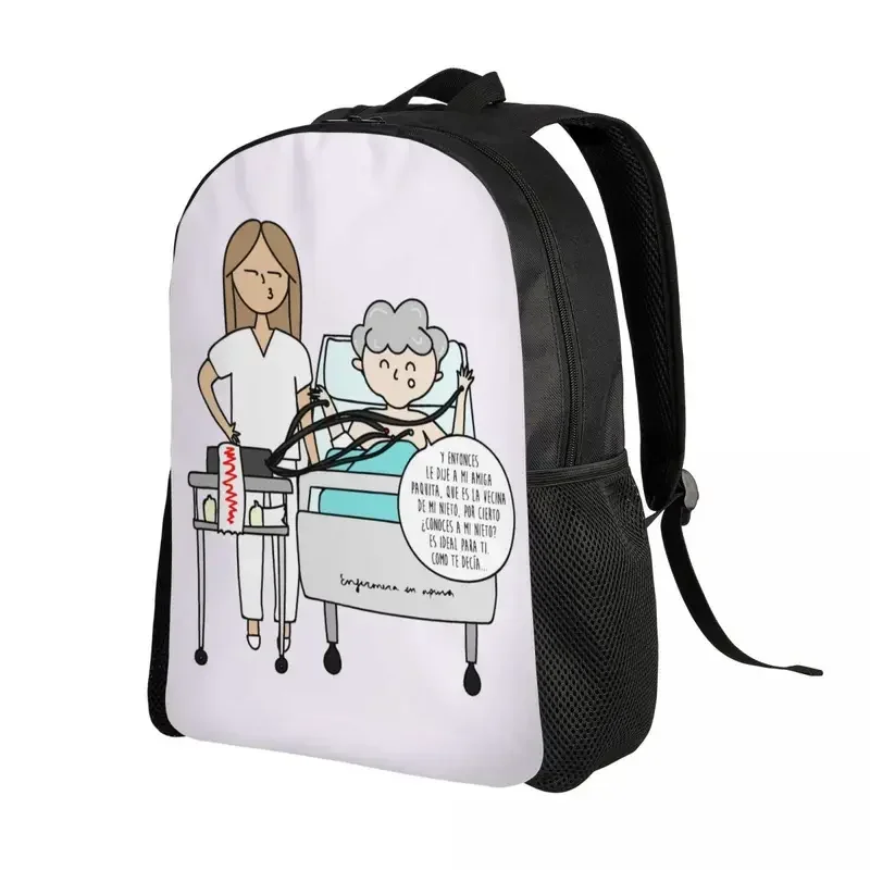 Mochila médica con estampado de enfermera en problemas para hombres y mujeres, impermeable, escuela, universidad, bolsa de libros